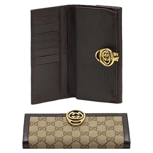 Brun Gucci Continental Emboîtement Portefeuille G Détail